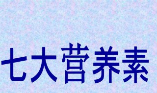 七大营养素 他们有什么作用