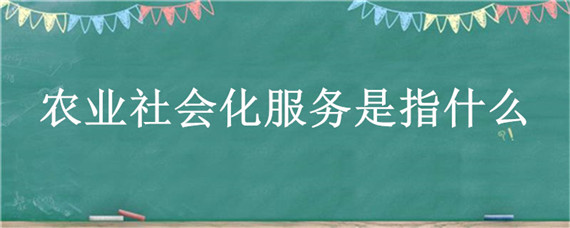 农业社会化服务是指什么