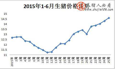 2015年1-6月全国生猪价格走势图 6月份生猪价格行情