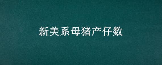 新美系母猪产仔数 新美系母猪产仔数量