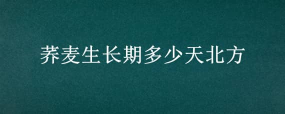 荞麦生长期多少天北方（荞麦生长时间）