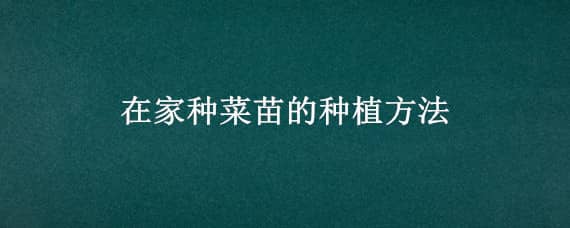 在家种菜苗的种植方法，在家种菜苗的种植方法步骤