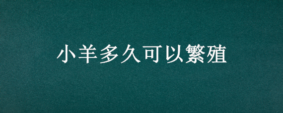 小羊多久可以繁殖 小羊要养多久可以繁殖