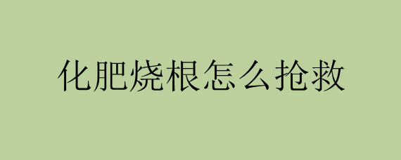 化肥烧根怎么抢救，果树化肥烧根怎么抢救