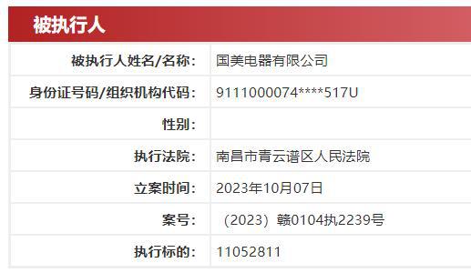 国美电器再被强制执行超2328万