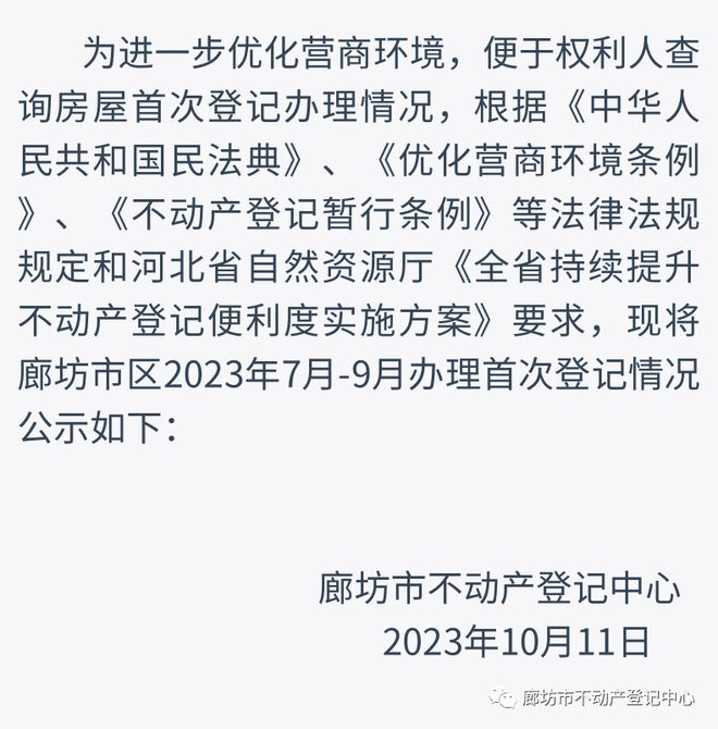 首次登记情况公示！涉及廊坊市区这些建设项目！