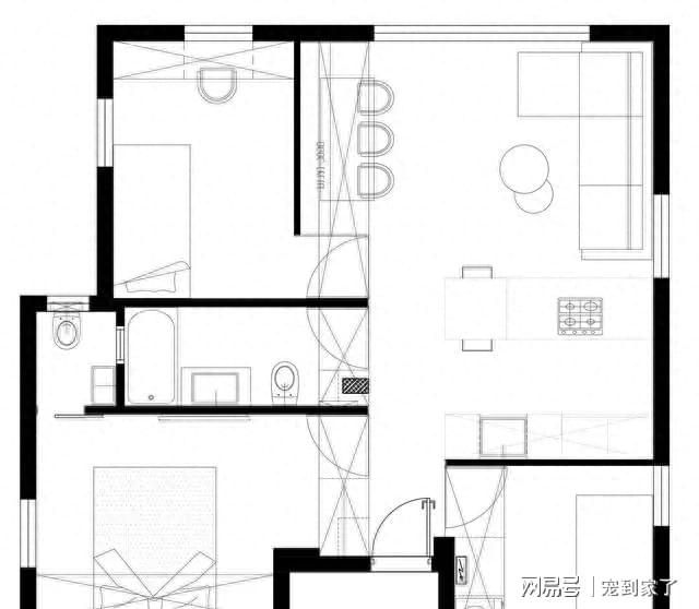 套内54平挤出三间房，把客餐厨都整合进一个空间！