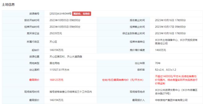 土地成交 ▏中国铁建底价拿下省府南限价14000住宅用地，配套九年制学位