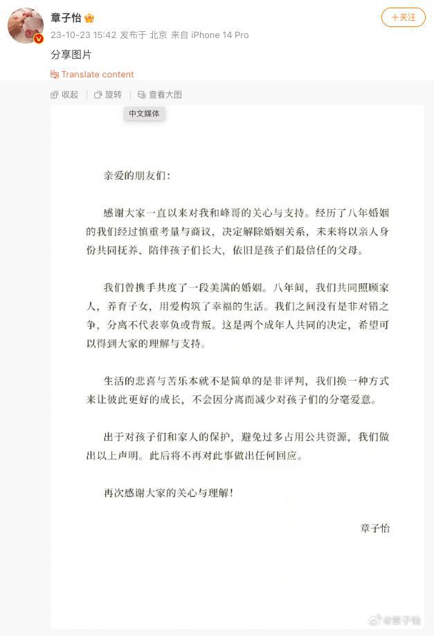 汪峰章子怡离婚 汪峰曾称，两人婚姻面对的质疑是“令人窒息的惊涛骇浪”