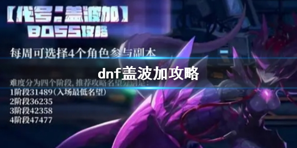 dnf盖波加攻略-dnf盖波加通关攻略