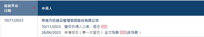 珠海万达商管向港交所提交上市申请书