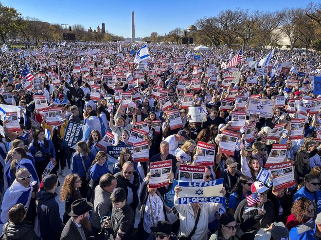 美国首都20万人上街声援以色列，高喊“不要停火”