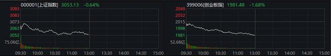 创业板指半日跌1.68% 减肥药概念股弱势回调