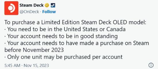 防止黄牛!V社透明SteamDeck OLED添加限购条件