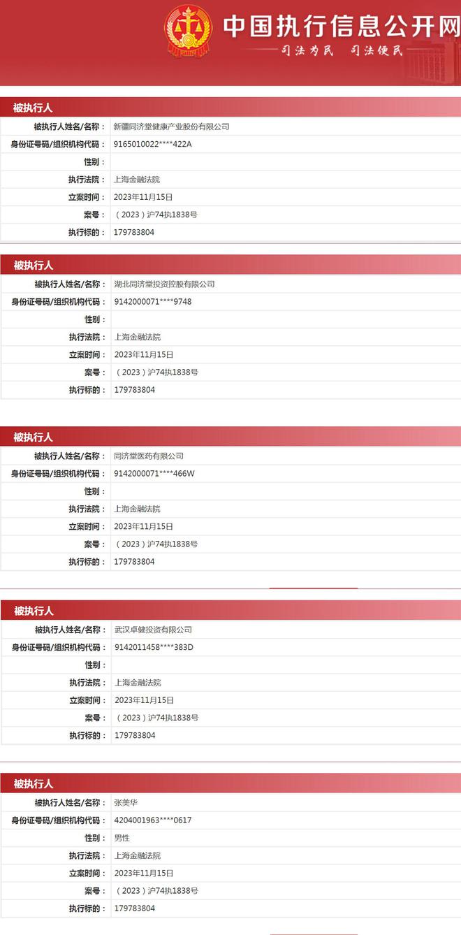 新疆同济堂被执行超1.79亿 已两年未如期披露年报