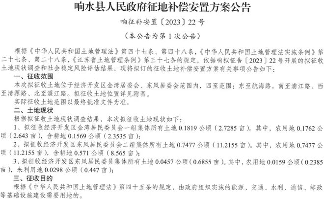 刚刚发布!响水这里又有两块地被征收了!位置和用途已明确!