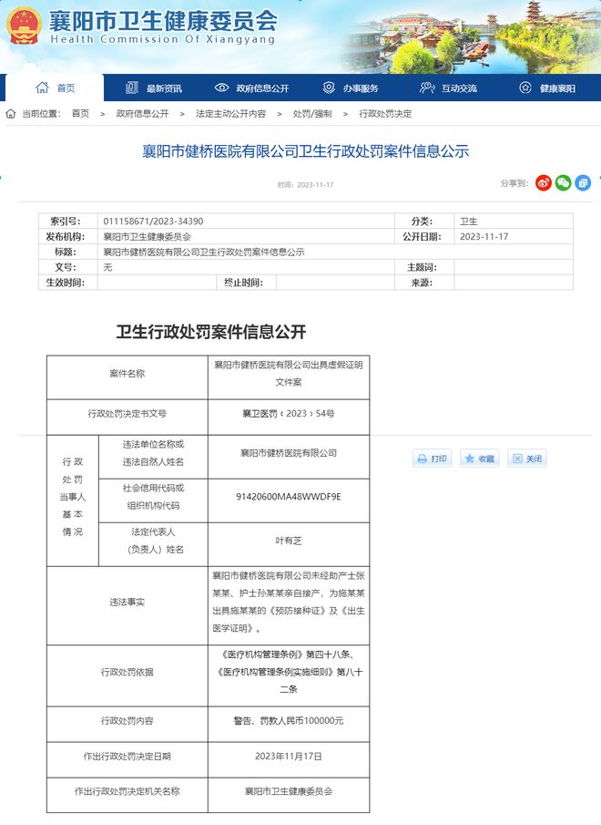 “贩卖出生证”涉事医院被罚款10万