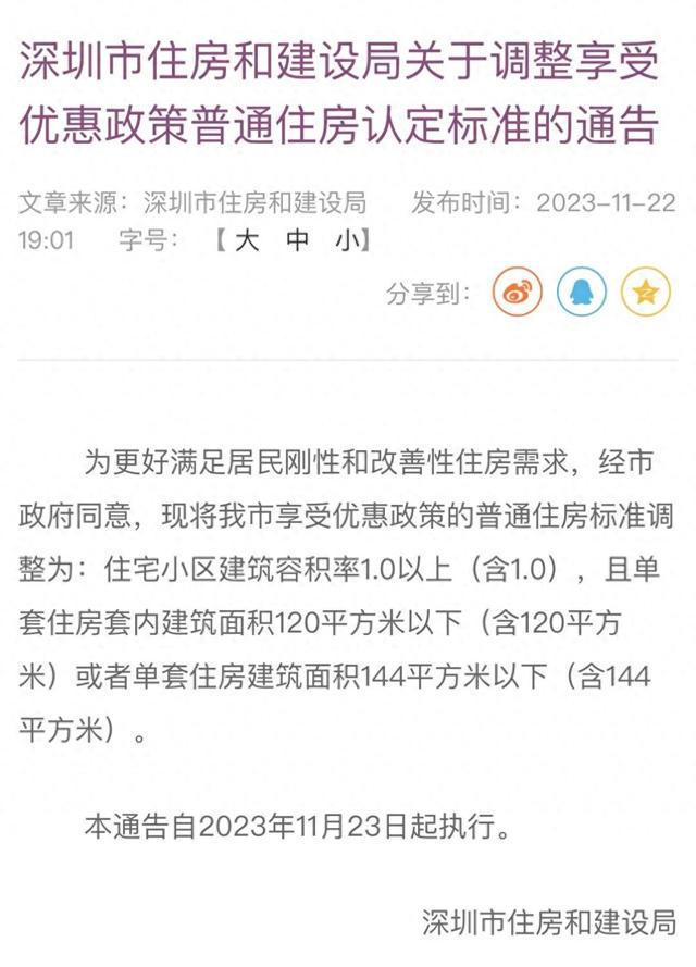 二套首付比例下降至4成，深圳大幅放宽普通住宅认定标准