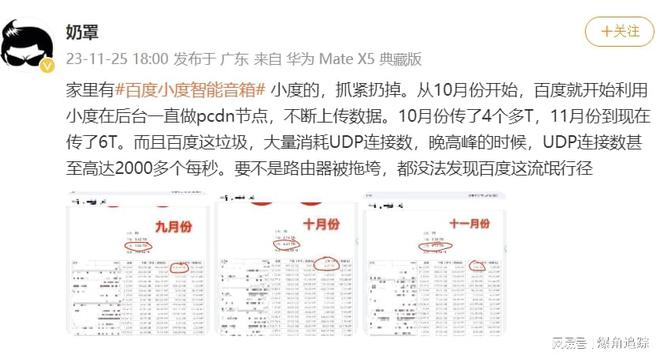 知名网安博主：百度小度私自上传数据，把用户网络当免费PCDN节点